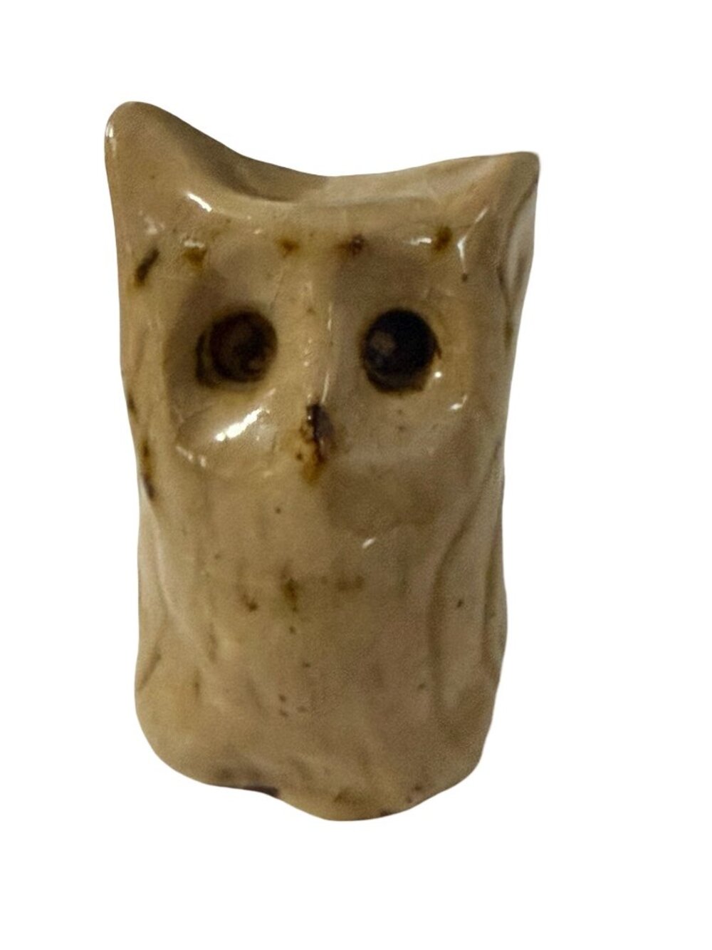 Vintage Miniature Ceramic Owl Figurine 2.5 Inch 1970s Pottery Bird Decor